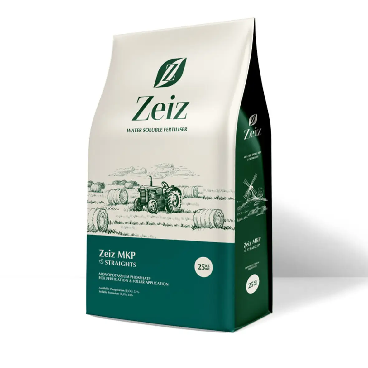 بسته‌بندی کود مونو پتاسیم فسفات زایز (Zeiz MKP) 0-52-34
